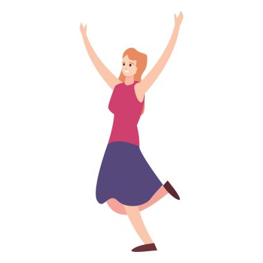 beyaz arka plan üzerinde kadın mutlu genç karakter