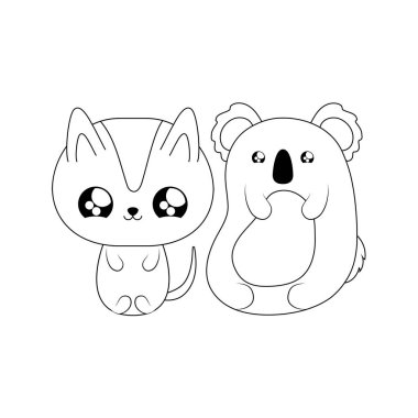 kedi bebek hayvanlar kawaii tarzı ile sevimli koala