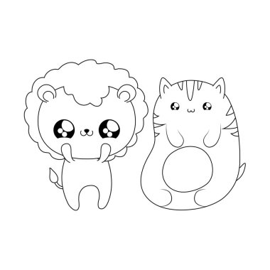 kedi bebek hayvanlar kawaii tarzı ile sevimli aslan