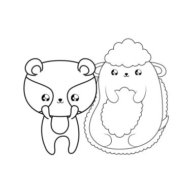 rakun bebek hayvanlar kawaii tarzı ile sevimli koyun