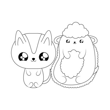 kedi bebek hayvanlar kawaii tarzı ile sevimli koyun