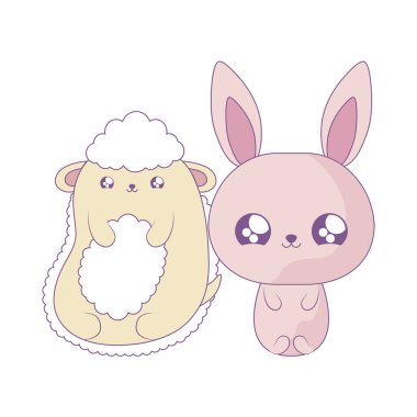 koyun bebek hayvanlar kawaii tarzı ile sevimli tavşan