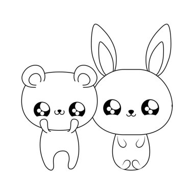 tavşan bebek hayvanlar kawaii tarzı ile sevimli ayı