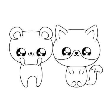 tilki bebek hayvanlar kawaii tarzı ile sevimli ayı