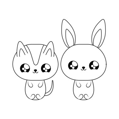 tavşan bebek hayvanlar kawaii tarzı ile sevimli kedi