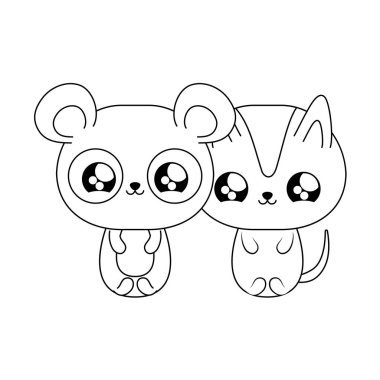 panda ayı bebek hayvanlar kawaii tarzı ile sevimli kedi