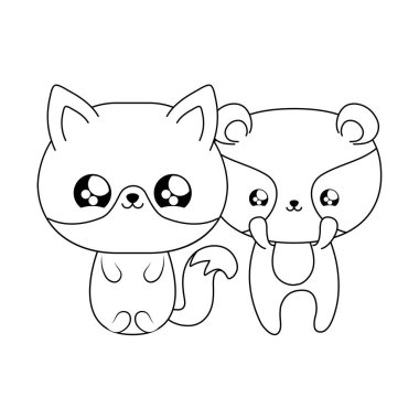 rakun bebek hayvanlar kawaii tarzı ile sevimli tilki