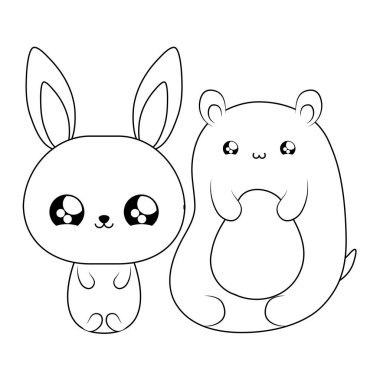 tavşan bebek hayvanlar kawaii tarzı ile sevimli ayı