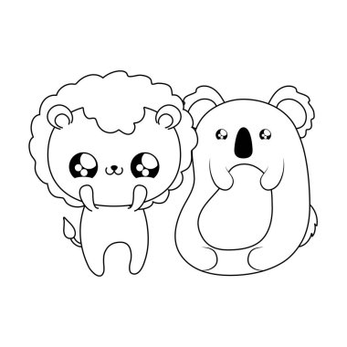 koala bebek hayvanlar kawaii tarzı ile sevimli aslan