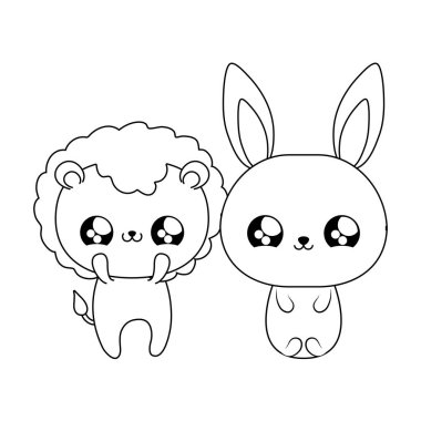 tavşan bebek hayvanlar kawaii tarzı ile sevimli aslan