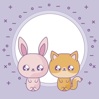 tavşan bebek hayvanlar kawaii tarzı ile sevimli tilki