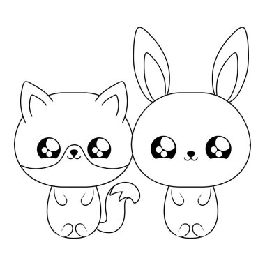 tavşan bebek hayvanlar kawaii tarzı ile sevimli tilki