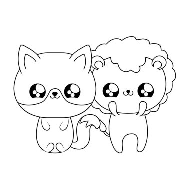 tilki bebek hayvanlar kawaii tarzı ile sevimli aslan