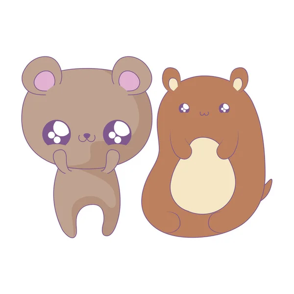 Skupina roztomilým medvídků kawaii styl — Stockový vektor