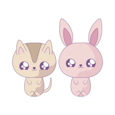 tavşan bebek hayvanlar kawaii tarzı ile sevimli kedi