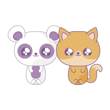 panda ayı bebek hayvanlar kawaii tarzı ile sevimli tilki