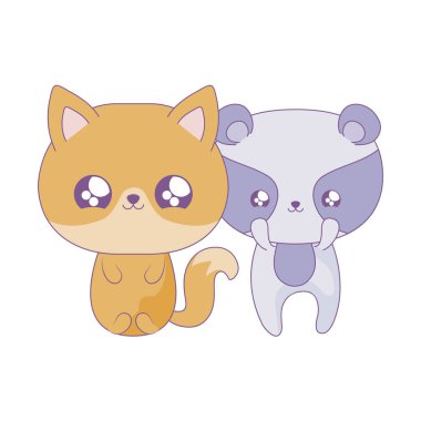 rakun bebek hayvanlar kawaii tarzı ile sevimli tilki