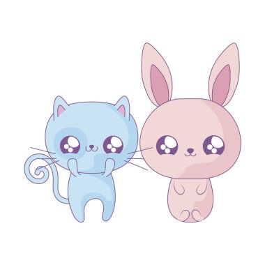 tavşan bebek hayvanlar kawaii tarzı ile sevimli kedi