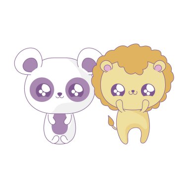 panda ayı bebek hayvanlar kawaii tarzı ile sevimli aslan