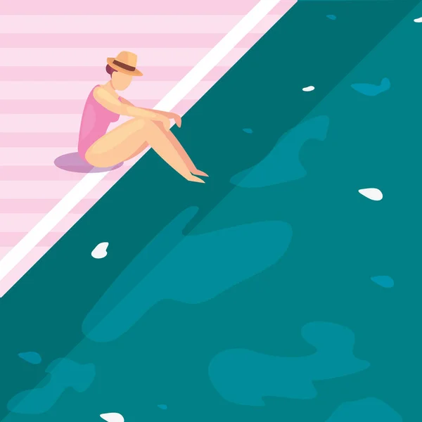 Mujer verano vacaciones diseño — Vector de stock