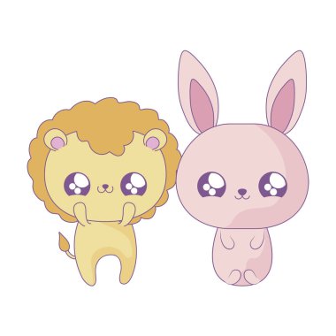 tavşan bebek hayvanlar kawaii tarzı ile sevimli aslan