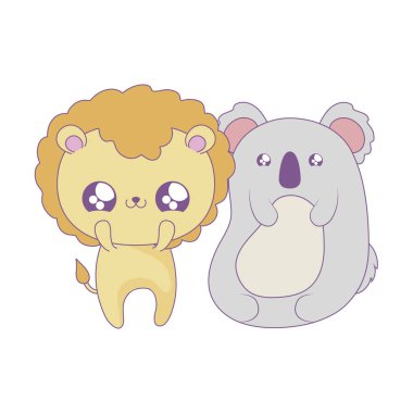 koala bebek hayvanlar kawaii tarzı ile sevimli aslan