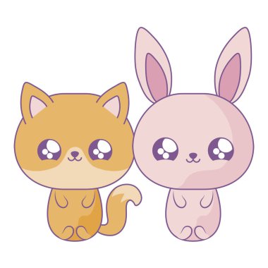 tavşan bebek hayvanlar kawaii tarzı ile sevimli tilki