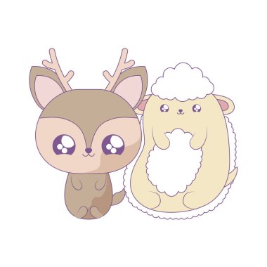 koyun bebek hayvanlar kawaii tarzı ile sevimli reindeer