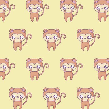 sevimli maymunlar bebek hayvanlar kawaii tarzı desen