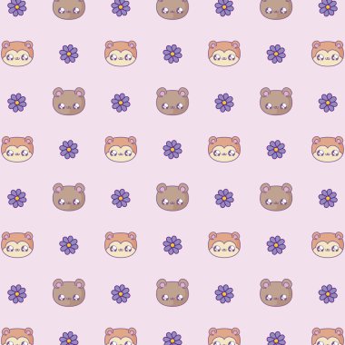 ayı ve tilki bebek kawaii tarzı desen sevimli kafaları