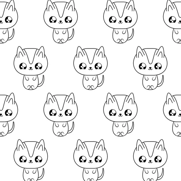 Patrón de lindos gatos bebé animales kawaii estilo — Vector de stock