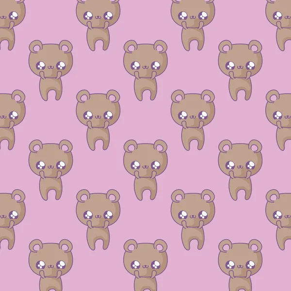 Muster der niedlichen Bären Baby Tiere Kawaii-Stil — Stockvektor