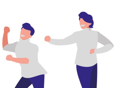 Genç dansçılar çift disko tarzı karakterler