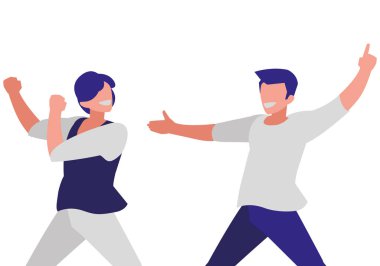 Genç dansçılar çift disko tarzı karakterler
