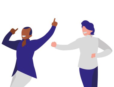 Irklararası dansçılar çift disko tarzı karakterler