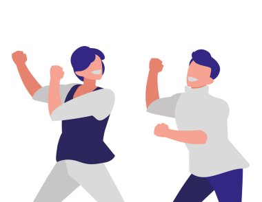 Genç dansçılar çift disko tarzı karakterler