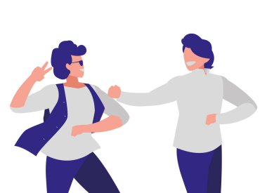 Genç dansçılar çift disko tarzı karakterler