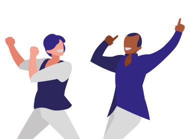 Irklararası dansçılar çift disko tarzı karakterler