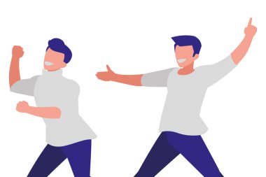 Genç dansçılar çift disko tarzı karakterler