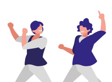 Genç dansçılar çift disko tarzı karakterler