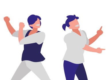 Genç dansçılar çift disko tarzı karakterler