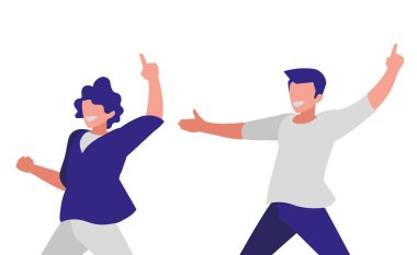 Genç dansçılar çift disko tarzı karakterler