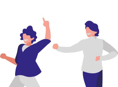 Genç dansçılar çift disko tarzı karakterler