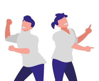 Genç dansçılar çift disko tarzı karakterler