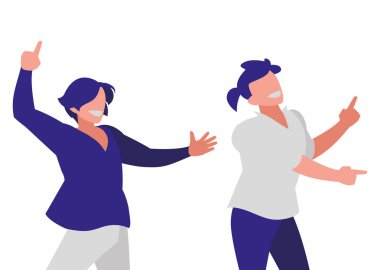 Genç dansçılar çift disko tarzı karakterler