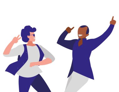 Irklararası dansçılar çift disko tarzı karakterler