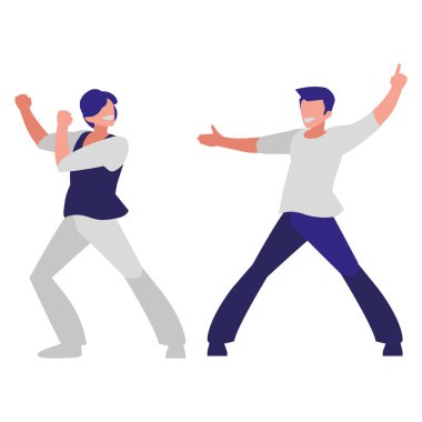 Genç dansçılar çift disko tarzı karakterler