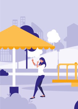 park karakteri dans genç kadın