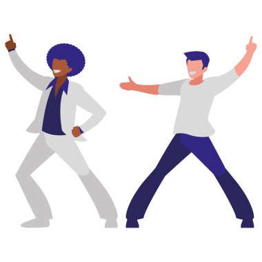 Irklararası dansçılar çift disko tarzı karakterler