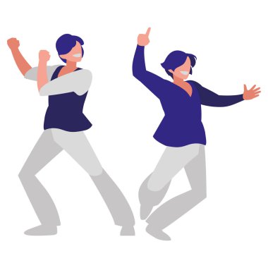 Genç dansçılar çift disko tarzı karakterler